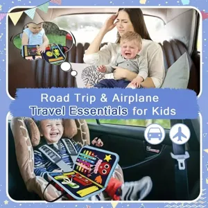 Toddler felt busy board for travel, perfect educational toy for road trips and airplanes.