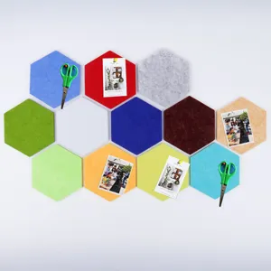 Hexagon Felt Wall Sticker Self-Adhesive Bulletin Board Decorative Photo Background Wall For Office Living Room Classroom