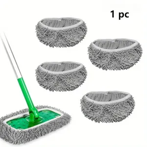 Chenille flat mop replacement pads and mop set, washable microfiber cleaning cloth for home floor.