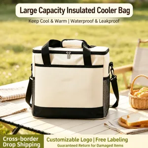 Portable Insulated Cooler Bag Waterproof Oxford Cloth Thermal Picnic Bag Large Capacity Camping Food Storage Organizer