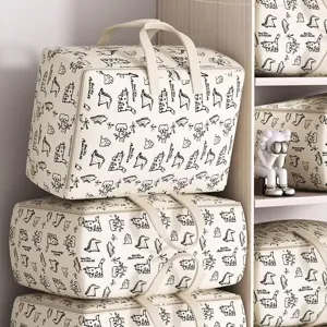 Gran bolsa de almacenamiento de edredón con bonito estampado de animales, tela no tejida duradera.
