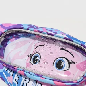 Kids waterproof swim bag with independent clear goggle compartment and fun cartoon eye design.