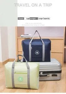 Foldable travel duffel bag large capacity portable luggage storage bag with trolley sleeve