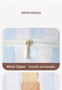Close-up detail of the durable storage bag zipper, featuring smooth opening and sturdy teeth.