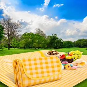 Waterproof Foldable Outdoor Picnic Mat Portable Moisture Proof Camping Blanket Plaid Leaf Print Travel Beach Rug For Hiking