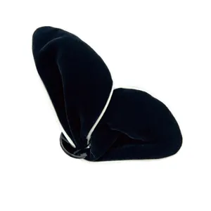 Pince à cheveux papillon noire floquée élégante avec bordure blanche contrastée