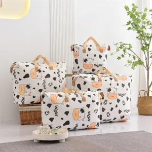 Large Capacity Storage Bag Thickened Non-Woven Quilt Clothing Organizer Cartoon Print Moving Packing Bag