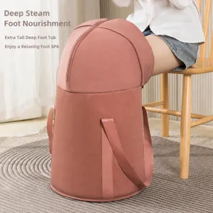 Cubo plegable portátil para baño de pies tela Oxford sobre la rodilla bolsa térmica para remojo de pies recipiente para spa en casa con bolsa de almacenamiento