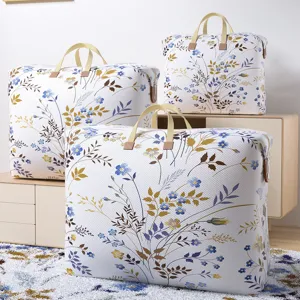 Grand sac de rangement imperméable à motif floral pour couette et bagage de voyage