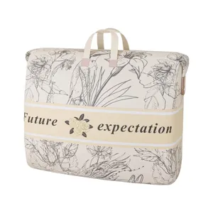 Large capacity quilt storage bag with handles, waterproof organizer for moving and home use.