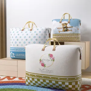 Extra large capacity storage bag thick quilt organizer cartoon printed cloth bag for moving home