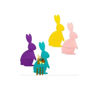 Easter Bunny Felt Cutlery Holder Bags Cute Rabbit Tableware Silverware Pockets For Festive Party Dining Table Decoration