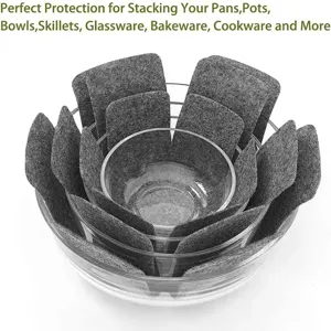 Protectores de Ollas de Fieltro Gris Separadores de Sartenes Alfombrillas para Utensilios de Cocina Resistente a Arañazos Aislamiento Térmico Manteles Individuales Vajilla