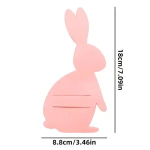 Detail view showing 18cm x 8.8cm dimensions of the pink rabbit felt cutlery holder.