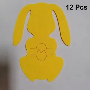 Yellow felt bunny cutout decoration for Easter, 12 pieces for party table settings