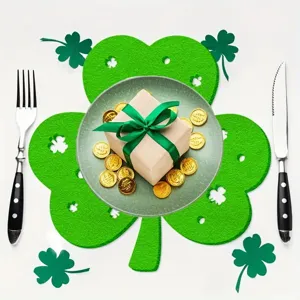 Mantel Individual de Fieltro de Trébol de San Patricio Posavasos Calado Verde Decoración de Mesa Festiva Para Fiesta Casa