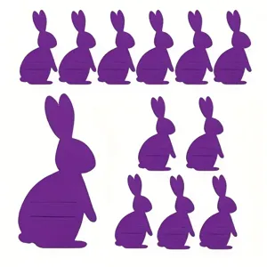 Detailed view of purple felt rabbit cutlery holders for Easter holiday table decoration
