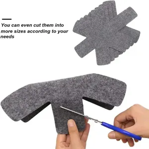 Vista detallada del corte de protectores de ollas de fieltro gris en tamaños personalizados