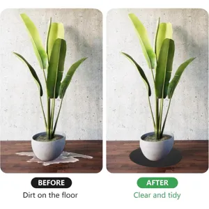 Felt plant coaster showing before and after comparison for a clean and tidy floor