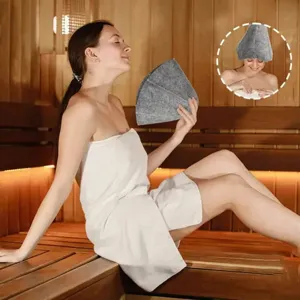 Premium grey felt sauna hat for heat protection during professional spa and steam sessions