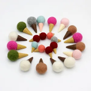 Assorted mini felt ice cream cones for DIY Christmas wreaths and holiday decorations.