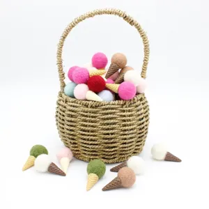 Assorted felt ice cream cone ornaments for DIY Christmas wreaths and tree decorations