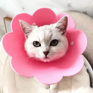 Sunflower Pet Elizabeth Collar Adjustable Soft Protective Recovery Neck Cone For Cats Small Dogs Anti Licking Wound Healing Neck Collar Felt Material