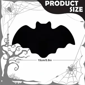 Halloween felt bat placemat size diagram showing 15cm width and 9cm height detail.