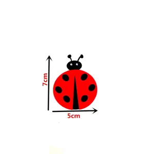 Detailed 7cm by 5cm dimension view of a red ladybug non-woven fabric craft accessory
