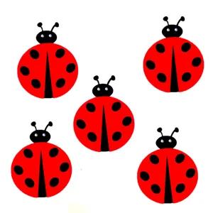 Set of five cute red and black non-woven fabric ladybug handicraft accessories