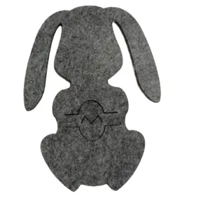 Grey rabbit-shaped felt cutlery holder for Easter table decorations and holiday egg storage