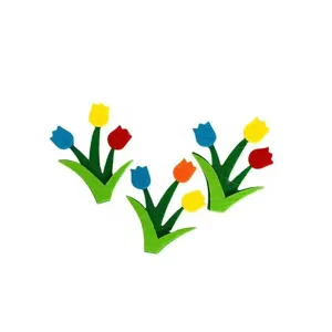Detail view showing colorful non-woven felt tulip flower DIY decorative accessories