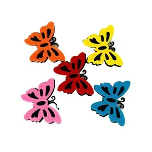 Detail view of colorful non-woven butterfly craft decorations for DIY projects