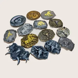 Vintage punk dier riemgesp collectie, retro westerse cowboy stijl metalen accessoires voor jeans.