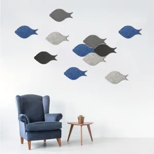Adesivi murali decorativi 3D in feltro a forma di pesce per arredamento stile nordico