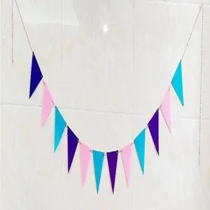 Multicolor non-woven triangle bunting banner for festive party and wedding decoration