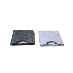 Durable minimalist felt card holder sleeves in dark and light grey for cards and IDs