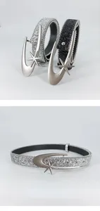 Y2K sparkling rhinestone waist belt with unique star buckle fashion women accessory