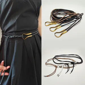 Women Thin Leather Belt Minimalist Adjustable Waist Strap Dress Coat Sweater Decorative Waistband Fashion Accessories
