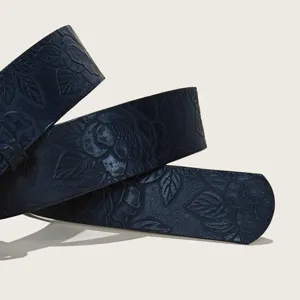 Vintage embossed leather belt for women stylish floral pattern accessory for jeans skirt