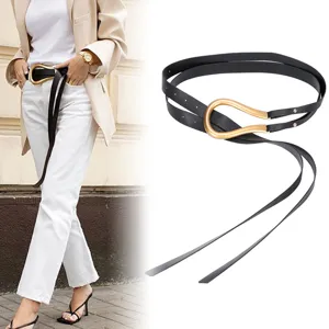 Women Genuine Leather Belt Fashion Horseshoe Buckle Waist Belt Elegant Casual Dress Coat Waistband Accessories