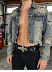 Punk rock style leather belt featuring a large metal cross buckle and studded rivets.