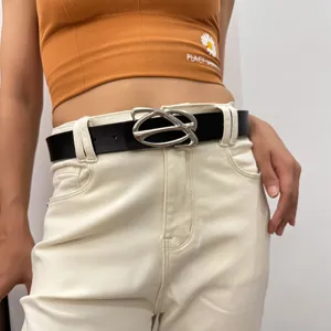 Women's Fashion Split Cowhide Leather Belt Minimalist Design Metal Buckle Casual Jeans Pants Waist Belt Accessories