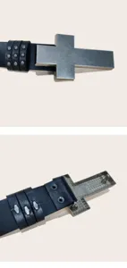 Punk rock style black leather belt featuring metal studs and a bold cross buckle design.