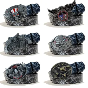 Vintage Punk PU Leather Belt For Women Men Retro Embossed Floral Metal Buckle Casual Waist Belt