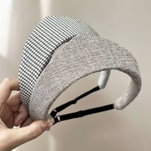 Lot de serre-têtes rembourrés en tweed et pied-de-poule, réglables, accessoire cheveux rétro