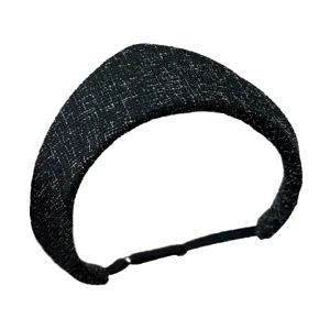 Bandeau couronne noir élégant avec paillettes argentées scintillantes et sangle élastique réglable