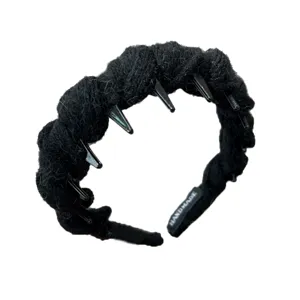 Chique zwarte met garen omwikkelde haarband met antislip tanden voor extra volume
