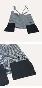 Koreaanse stijl houndstooth camisole top met bandjes en contrastomzoom voor dames.