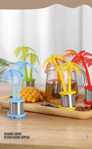 Filtre à thé créatif en acier inoxydable palmier infuseur silicone pour thé en vrac